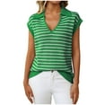 thumbnail image 1 of Dealovy Tank Tops for Women Cap Sleeve Shirts Casual V Neck Knit Pullover Top Striped Loose Fitted Blouses Sweater Veats, 1 of 6