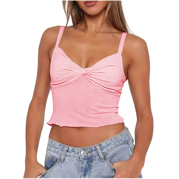 Dealovy Tank Tops for Women Deep V Neck Sleeveless Shirts Crop Going out Top Slim Fitted Base Layer Tees