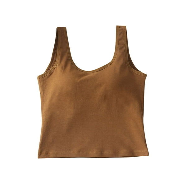 Dealovy Tank Tops for Women Sleeveless Cropped Undershirts Built in Bra Scoop Neck Base Layer Soft Going out Tops