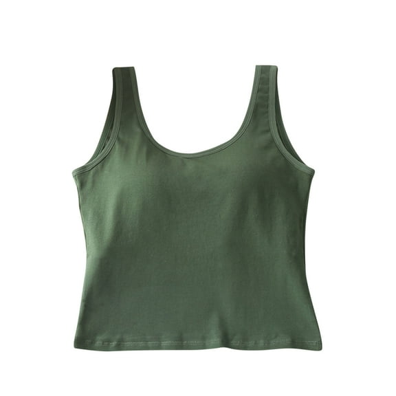 Dealovy Tank Tops for Women Sleeveless Cropped Undershirts Built in Bra Scoop Neck Base Layer Soft Going out Tops