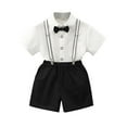 thumbnail image 1 of Dealovy Toddler Baby Boys Clothes Set 4PCS Boys Suit Outfit with Suspenders and Bow Tie Kids Performance Dress Set, 1 of 9