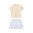 thumbnail image 1 of Dealovy Toddler Baby Clothes Kids' Loose Casual Cotton T-Shirt Elastic Waist Skirt Solid Color 2 Piece Performance Sets, 1 of 5