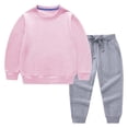 thumbnail image 1 of Dealovy Toddler Baby Sweatshirt Sets Kids Solid Color Cotton Two Piece Set Casual Crewneck Long Sleeve Top Drawstring Joggers, 1 of 9