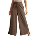 thumbnail image 1 of Dealovy Loose Fitted Wide Leg Pants for Women Drawstring Casual Going out Fashion Pants for Women Solid Color, 1 of 8