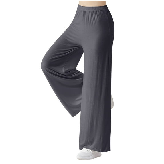 Dealovy Wide Leg Pants for Women Elastic Waist Ruched Loose Soft Yoga Pants Workout Athletic Trousers