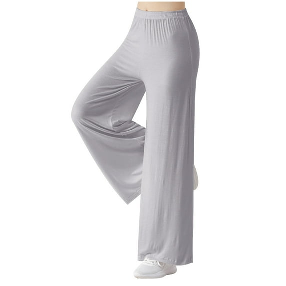 Dealovy Wide Leg Pants for Women Elastic Waist Ruched Loose Soft Yoga Pants Workout Athletic Trousers