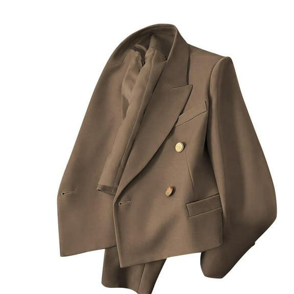 Dealovy Women Cropped Blazers Casual Long Sleeve Jackets Double Breasted Formal Jacket Blazer Outfits