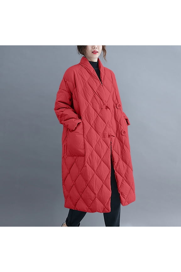 Women Long Puffer Jackets Oversized Quilted Jacket Winter Warm Lightweight Maxi Coat