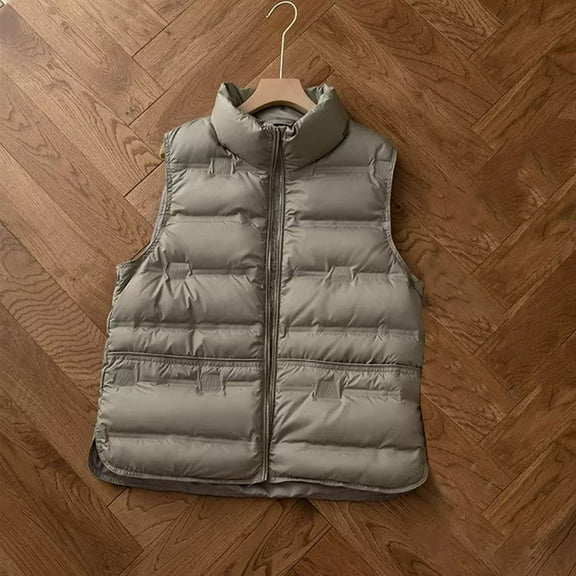 Dealovy Women Puffer Vests Zip up Sleeveless Jackets Stand Collar Winter Warm Padded Gilet Outerwear