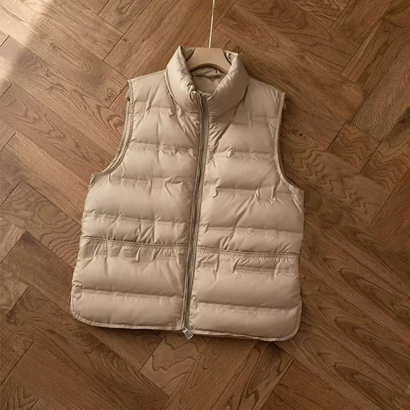 Dealovy Women Puffer Vests Zip up Sleeveless Jackets Stand Collar Winter Warm Padded Gilet Outerwear