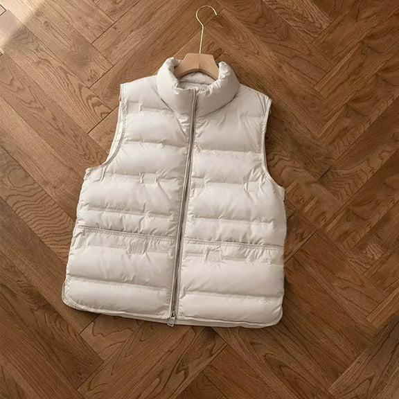 Dealovy Women Puffer Vests Zip up Sleeveless Jackets Stand Collar Winter Warm Padded Gilet Outerwear