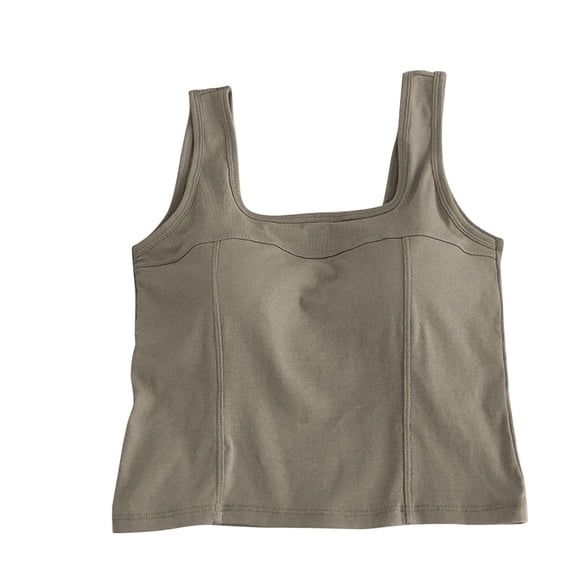 Dealovy Women Tank Tops with Built in Bra Sleeveless Crop Yoga Top Homewear Square Neck Workout Running Gym Shirts