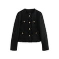 thumbnail image 1 of Dealovy Women Tweed Jacket Long Sleeve Button Cropped Jackets Ladies Dressy Casual Blazer Coats, 1 of 7