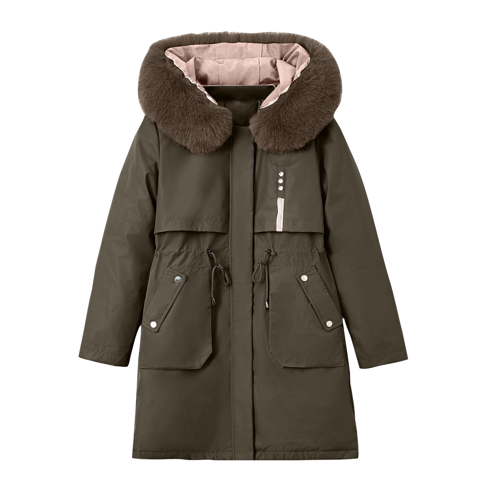 Plaid Hooded Zip-Up Oversized Jacket — Women’s Winter Commute Coat