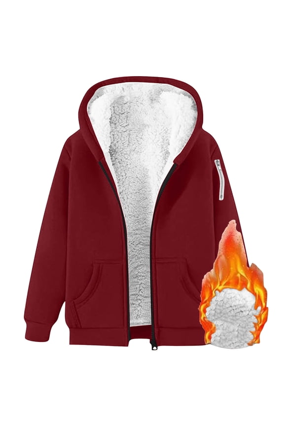 Women's Hoodies Casual Full Zip up Sherpa Lined Sweatshirt Fall Winter Long Sleeve Thermal Thick Warm Jacket with Pockets