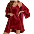 thumbnail image 1 of Dealovy Womens 2 Piece Pajama Robe Sets V Neck Nightgown 3/4 Sleeve Bathrobe Loungewear Sleepwear, 1 of 8