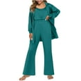 thumbnail image 1 of Dealovy Womens 3 Piece Pajama Sets Camisole Tops High Waist Pants Button Cardigan Loungewear Outfits, 1 of 8