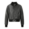 thumbnail image 1 of Dealovy Womens Full Zip Leather Jackets Long Sleeve Loose Motorcycle Jacket Outdoor Coats, 1 of 5