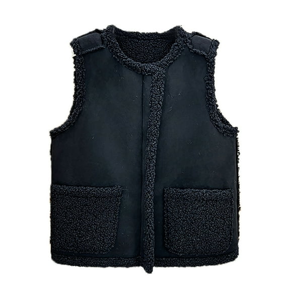 Dealovy Womens Fuzzy Fleece Vests Plus Size Sleeveless Sherpa Vests Jacket Fall Winter Warm Clothes with Pockets