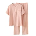 thumbnail image 1 of Dealovy Womens Pajama Sets Short Sleeve Button down Tops with Pants Lightweight Sleepwear Pjs Sets, 1 of 3