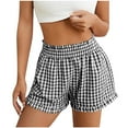 thumbnail image 1 of Dealovy Womens Pajamas Shorts High Waisted Wide Leg Plaid Sleep Bottoms Homewear Baggy Comfy Lounge Shorts, 1 of 6