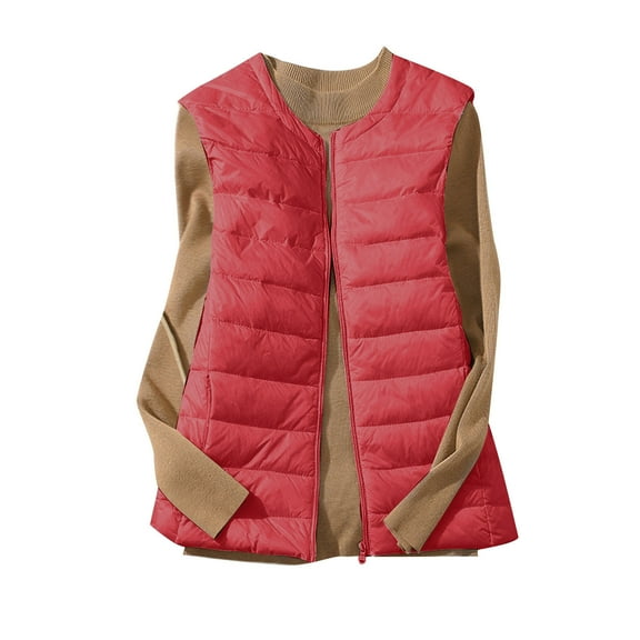 Dealovy Womens Quilted Vests Zip up Lightweight Gilet Jacket Sleeveless Padded Outerwear Plus Size
