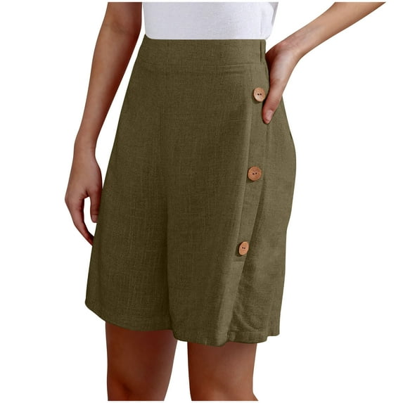Dealovy Womens Shorts Dressy Casual High Waisted Summer Shorts Solid Color Side Buttons Work Office Shorts