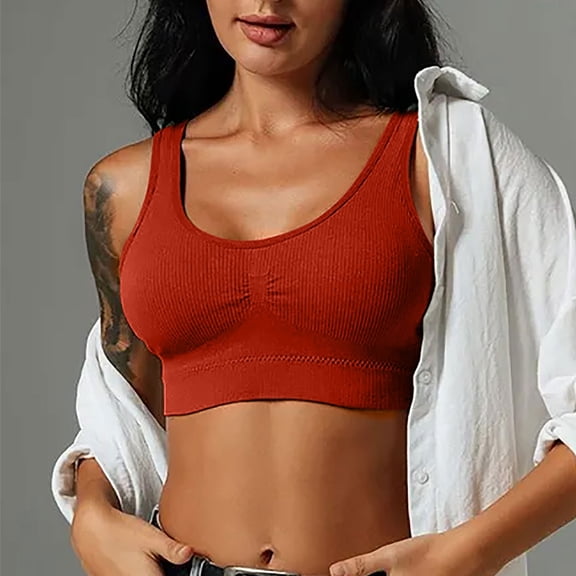 Dealovy Womens Sports Bras Medium Support Seamless Racerback Bra Full Coverage Padded Athletic Bra 2 Pack