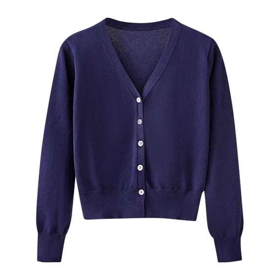 Dealovy Womens Sweaters Cotton Ribbed Knitted Open Front Breathable Button down V Neck Sweaters for Women Solid Color