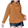 thumbnail image 1 of Dealovy Womens Sweatshirts Fuzzy Fleece Turtleneck Pullover Tops Winter Oversized Sherpa Cozy Long Sleeve Shirts, 1 of 5