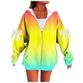 thumbnail image 1 of Dealovy Womens Zip up Hoodies Plus Size Long Sleeve Bows Oversized Sweatshirts with Pockets Fall Fashion Clothes, 1 of 4