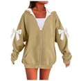 thumbnail image 1 of Dealovy Womens Zip up Hoodies Plus Size Long Sleeve Bows Oversized Sweatshirts with Pockets Fall Fashion Clothes, 1 of 4