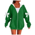 thumbnail image 1 of Dealovy Womens Zip up Hoodies Plus Size Long Sleeve Bows Oversized Sweatshirts with Pockets Fall Fashion Clothes, 1 of 4