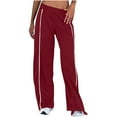 thumbnail image 1 of Dealovy Workout Pants for Women High Waist Lightweight Sportwear Side Striped Wide Leg Athletic Trousers, 1 of 9