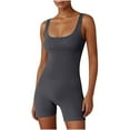 thumbnail image 1 of Dealovy Workout Rompers for Women Ribbed Square Neck Bodysuits 1 Piece Seamless Tank Top Sleeveless Short Romper Bodysuit, 1 of 4