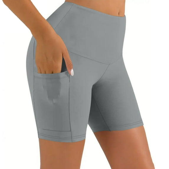 Dealovy Yoga Pants with Pockets for Women Stretchy Solid Color Leggings Athletic Shorts for Running Sports