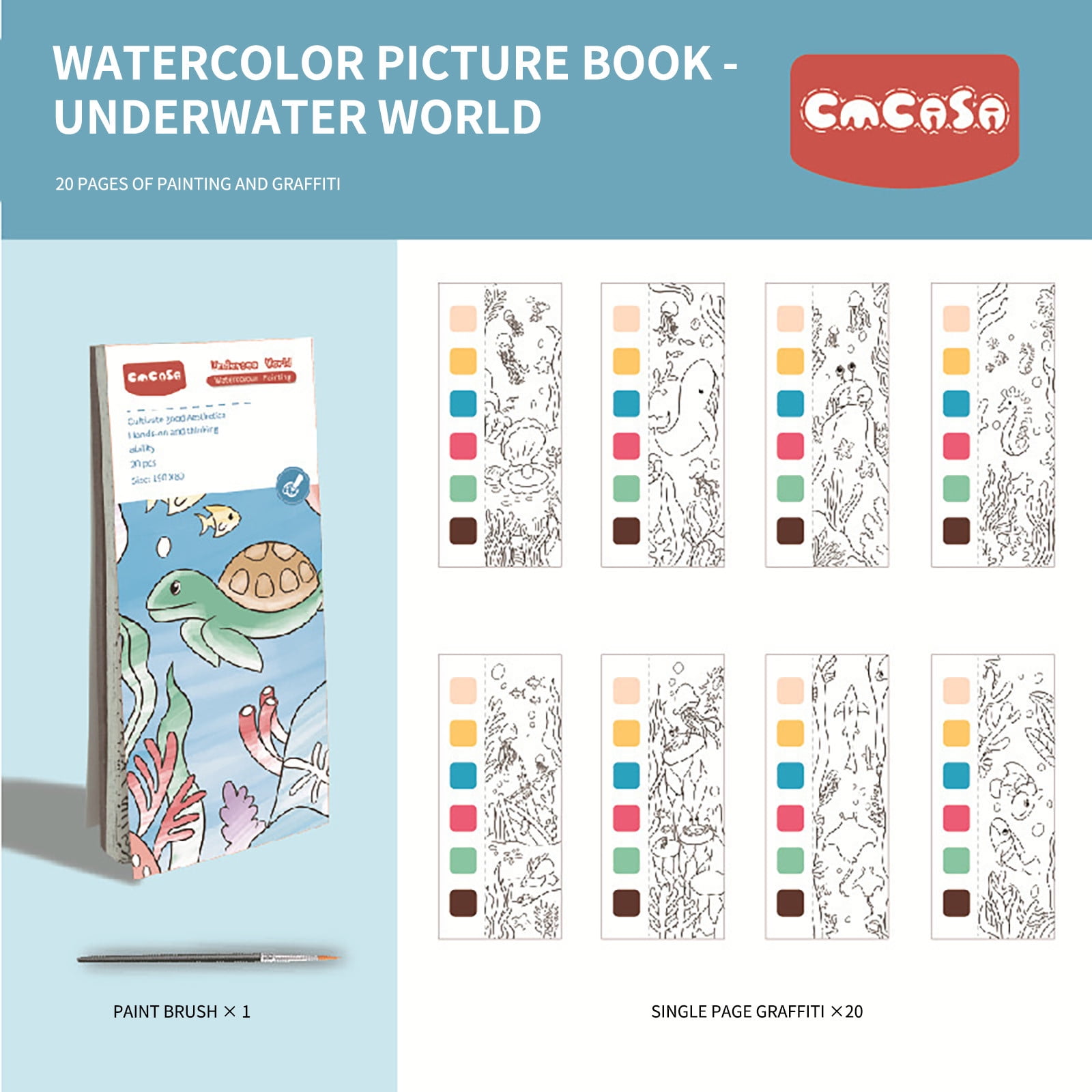 Dealovy Watercolor Coloring Books for Kids Ages 4-8, Pocket Watercolor ...