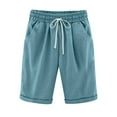 thumbnail image 1 of DealovyWomens Plus Size Shorts Casual Cotton Linen Elastic Waist Drawstring Comfy Lightweight Shorts with Pockets, 1 of 5