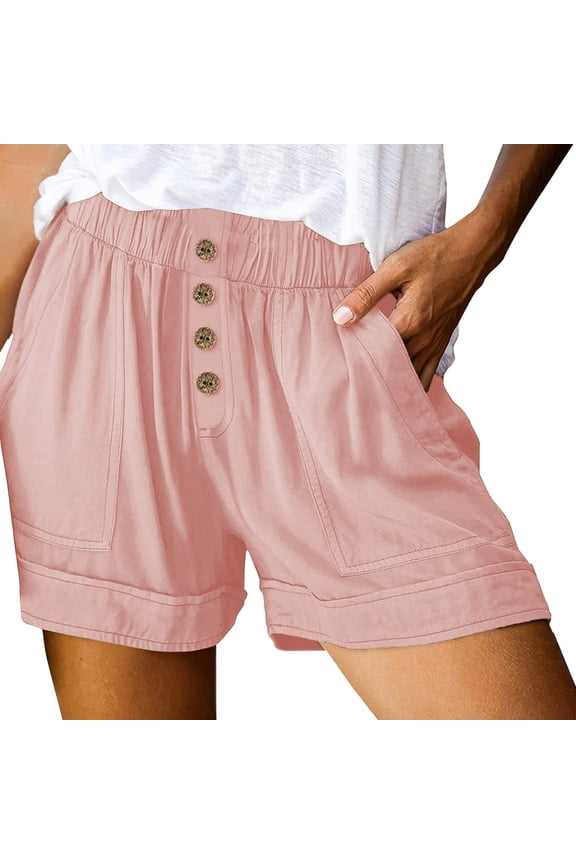Womens Shorts Casual Elastic Waist Wide Leg Shorts Summer Dressy Work Shorts with Pockets