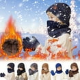thumbnail image 1 of Deals 1-11 Years Kids Winter Beanie Hat Warm Knit Thick Ski Cap And Scarf Gloves Set for Girls Boys Deals, 1 of 4