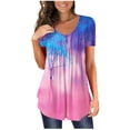thumbnail image 1 of Deals under 10.00 LYXSSBYX Short Sleeve Womens Tops Clearance Women's Tunic Tops for Leggings Short Sleeve Shirts Botton Up Casual Ruched Blouses Clothes, 1 of 6