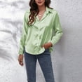 thumbnail image 1 of LYXSSBYX Womens Long Sleeve Dress Women Satin Long Sleeve Button Down Shirt Casual Office Work Blouse Tops Going Out Holiday T-Shirt, 1 of 7