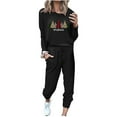 thumbnail image 1 of Deals under 10.00 LYXSSBYX Womens Long Sleeve Tops Hot Sale Clearance Women's Christmas Print Long Sleeve O-neck Sport Pullover Leisure Crop Tops + Pants Set, 1 of 5
