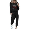 thumbnail image 1 of Deals under 10.00 LYXSSBYX Womens Long Sleeve Tops Hot Sale Clearance Women's Christmas Print Long Sleeve O-neck Sport Pullover Leisure Crop Tops + Pants Set, 1 of 5