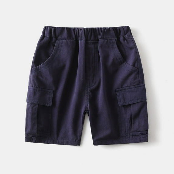 Deals $10 & Under Kiviey Summer Shorts for Boys Cotton Fashion Casual Shorts Pockets Solid Five Quarter Pants Size 5-6