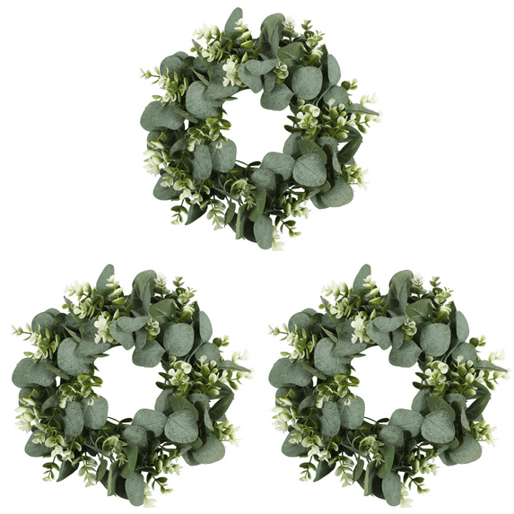 13 inch Eucalyptus Artificial Wreath for Front Door, Porch, Window - Green Decor for Home, Farmhouse - Spring, Summer, Fall, All Seasons
