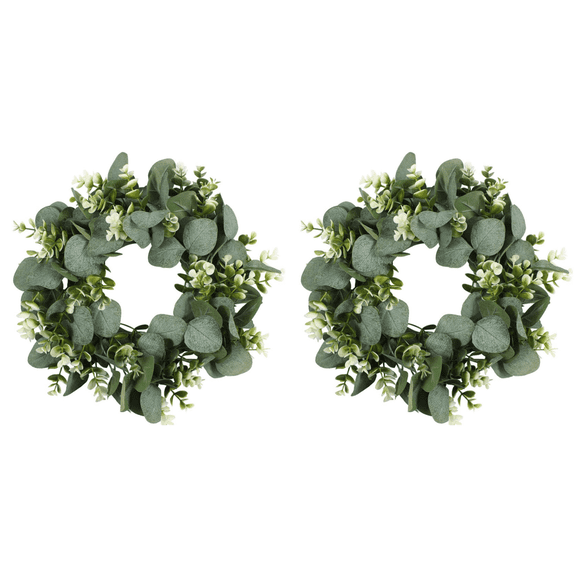 13 inch Eucalyptus Artificial Wreath for Front Door, Porch, Window - Green Decor for Home, Farmhouse - Spring, Summer, Fall, All Seasons