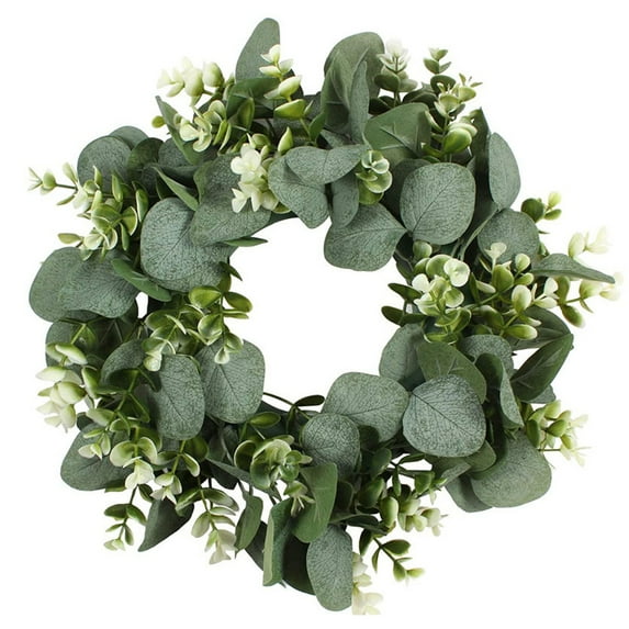 13 inch Eucalyptus Artificial Wreath for Front Door, Porch, Window - Green Decor for Home, Farmhouse - Spring, Summer, Fall, All Seasons