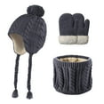 thumbnail image 1 of 2-5 Years Kids Winter Hat Warm Knit Thick Ski Cap with Scarf Gloves Set for Girls Boys, 1 of 3