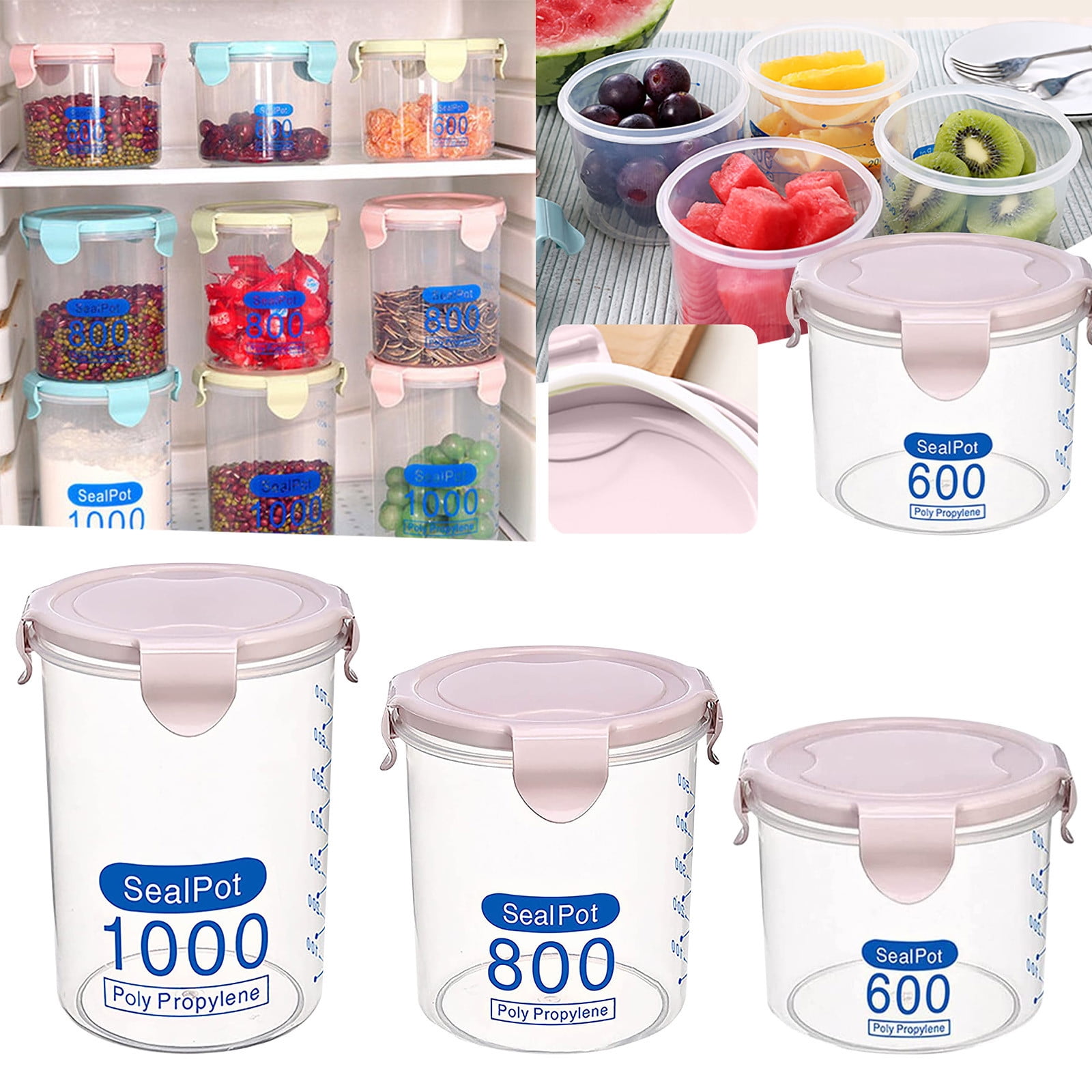 Deals! 2024 New Food Storage Containers 3 Colors Combination 1000ml